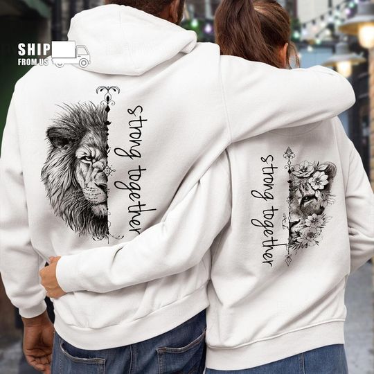 Discover Lion Couple Hoodies, Lion Strong Together Hoodies