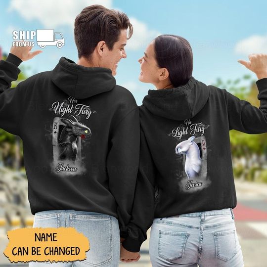 Discover Night Fury And Light Fury Couple Hoodies, Couple T-Shirt, Personalized Toothless Dragon Hoodies
