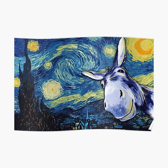 Discover Donkey Starry Night Van Gogh Funny Poster