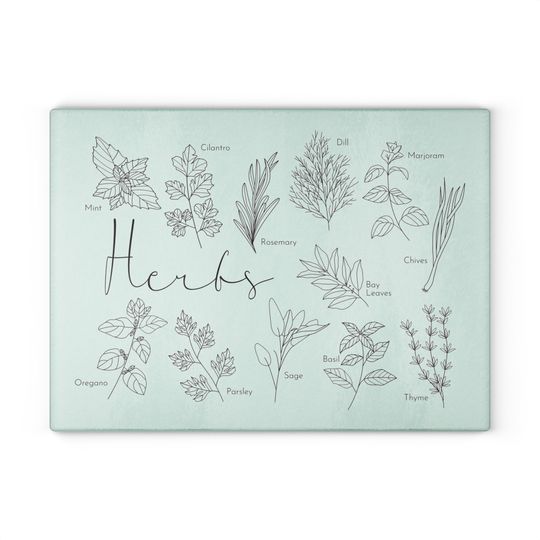 Discover Glass Cutting Board with Herbs