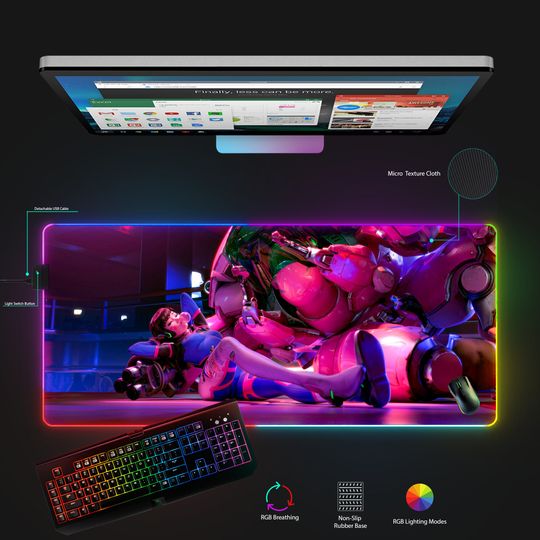 Discover Dva RGB Mousepad, Gaming Mouse mat, Overwatch 2 Desk Mat, Gift For Gamer