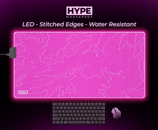 Discover Hot Pink LED Topographic Mousepad, Topography Pad