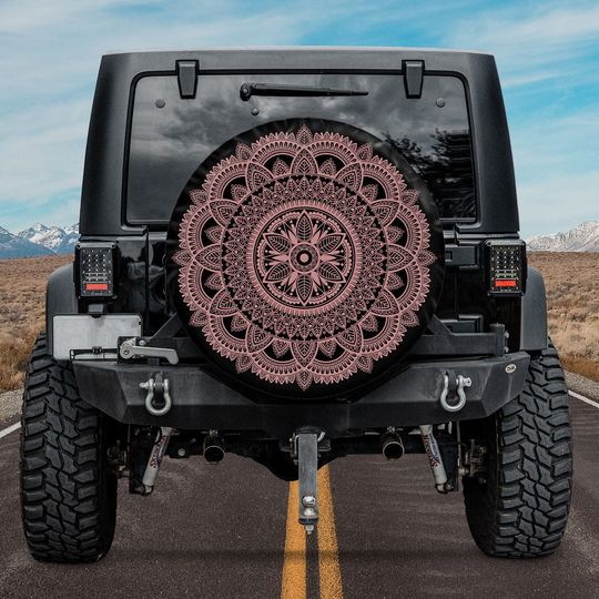 Discover Sunflower Tire Cover, Mandala Lotus Spare Tire Cover