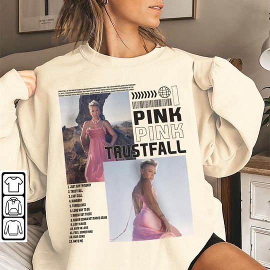 Discover Pink Trustfall New Album Vintage Bootleg Inspired Shirt, Trustfall Pink Graphic Unisex, New Album Singer Music 2023 Hoodie T-Shirt