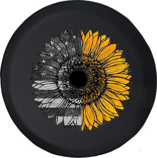 Discover Vintage American Flag Sunflower for Girls JL Spare Tire Cover