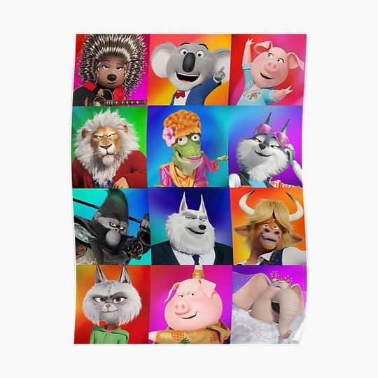 Discover All Character Sing 2 Movie Premium Matte Vertical Poster