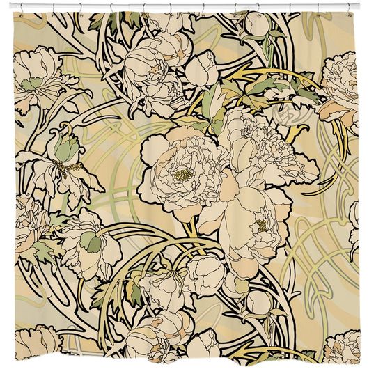 Discover Art Nouveau Shower Curtain, Floral Bath Curtain