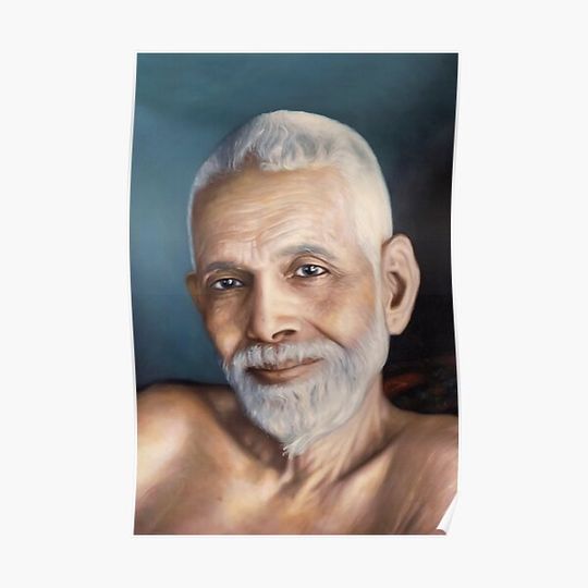 Discover Sri Bhagavan Ramana Maharshi, Portrait From Oil Painting. Yoga Studio & Meditation Room Fine Art By Hearts For Love Premium Matte Vertical Poster