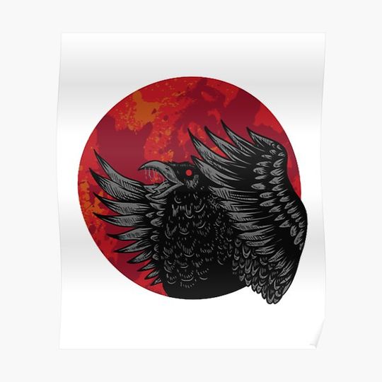 Discover Two crows under a bright moon Premium Matte Vertical Poster