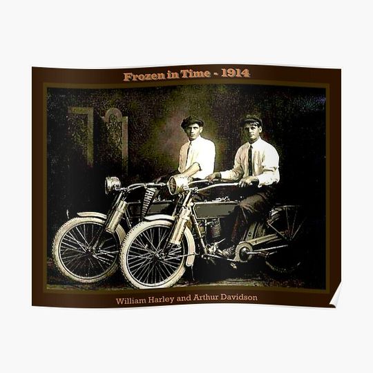 Discover William Harley and Arthur Davidson Vintage 1914 Restored Photo Print Premium Matte Vertical Poster