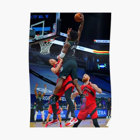 Discover Anthony Edwards Poster Dunk on Yuta Watanabe Premium Matte Vertical Poster