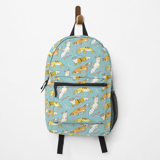 Discover Yellow Leopard Gecko - Cute Yellow and Green Cartoon Animal Pattern Backpack