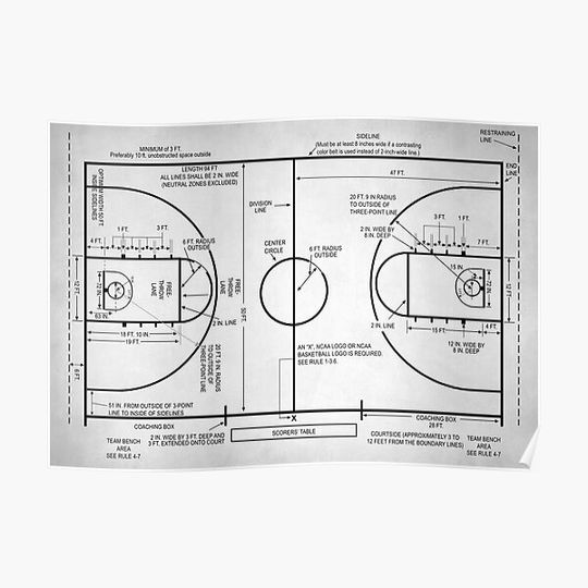 Discover Basketball Court Premium Matte Vertical Poster