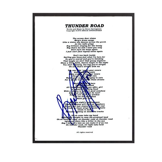 Discover Autographed Bruce Springsteen "Thunder Road" Poster