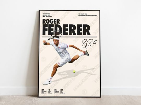 Discover Roger Federer Inspired Poster | Tennis Poster Minimalist | Modern Sports Wall Art Print