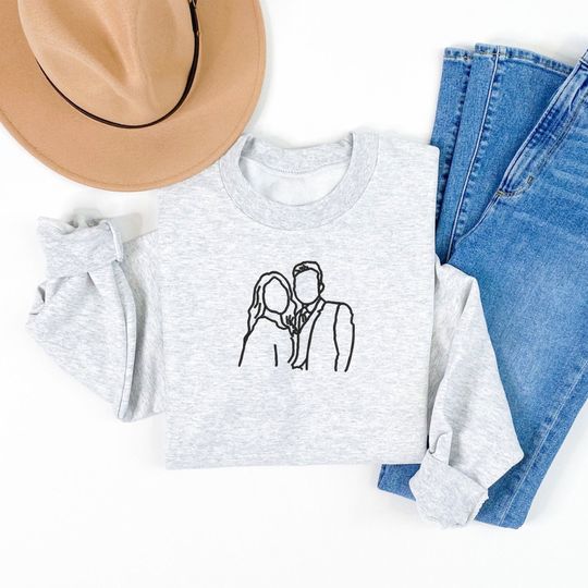 Discover Custom embroidered sweatshirt, Custom portrait from photo crewneck