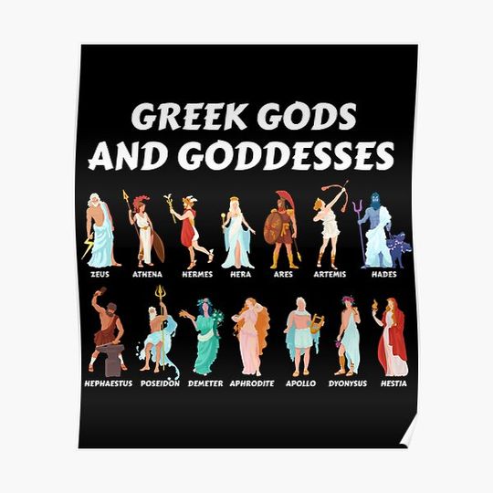 Discover Greek Gods and Goddesses Greece Ancestry Premium Matte Vertical Poster