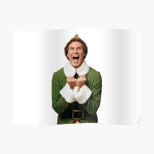 Discover Excited Buddy the Elf Christmas Premium Matte Vertical Poster