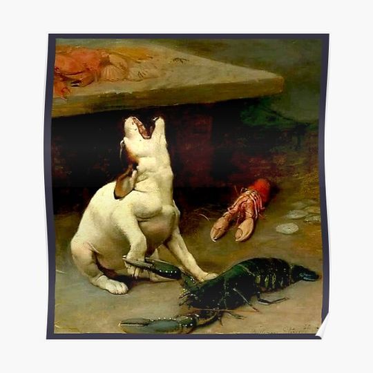 Discover Puppy Bitten By Lobster Premium Matte Vertical Poster