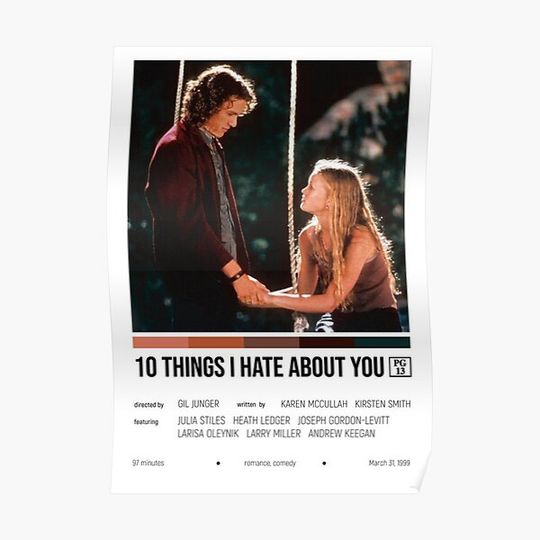 Discover 10 Things I Hate About You (1999) Movie Premium Matte Vertical Poster