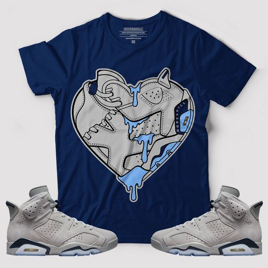 Discover Heart Jordan 6 Graphic To Match Georgetown 6s - College Navy T-Shirt