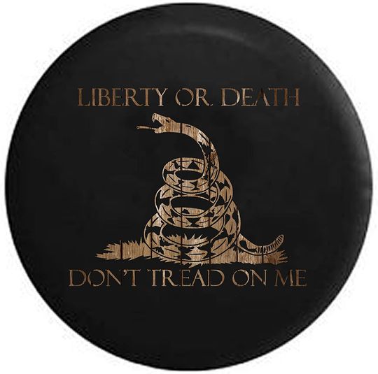 Discover American Liberty or Death Don't Tread on Me Snake Barn Wood Spare Tire Cover