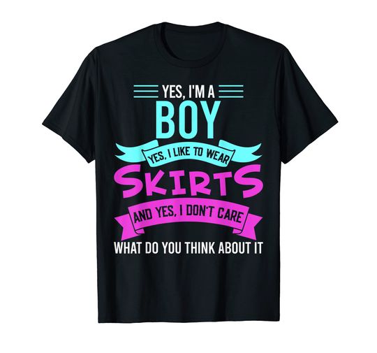 Discover Mens yes, I'm a boy yes, I like wear skirts Femboy Anime Japanese T-Shirt