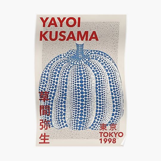 Discover Yayoi Kusama - Abstract Blue Pumpkin Premium Matte Vertical Poster