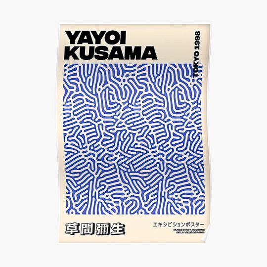 Discover Yayoi Kusama Moderne Blue Premium Matte Vertical Poster