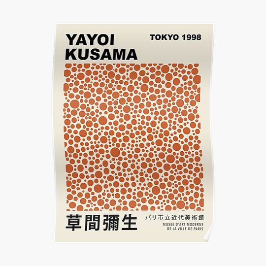Discover Yayoi Kusama Poster Tokyo 1998. Infinity Orange Dots Premium Matte Vertical Poster