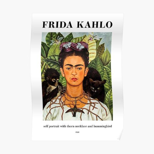 Discover Self-Portrait with Thorn Necklace and Hummingbird by Frida Kahlo Premium Matte Vertical Poster