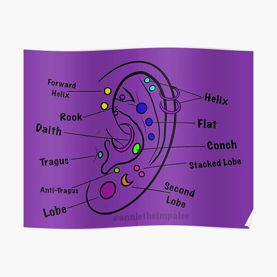 Discover Ear piercing diagram Premium Matte Vertical Poster