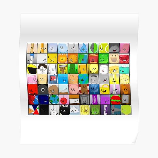 Discover BFDI Inanimate Insanity , All Characters ,Object-All-Stars Premium Matte Vertical Poster