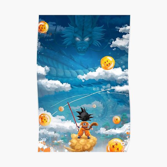 Discover Dragon Ball Goku & Shenlong Premium Matte Vertical Poster