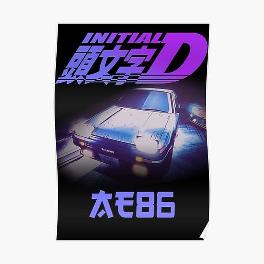 Discover Initial D Neon Drift AE86 Premium Matte Vertical Poster