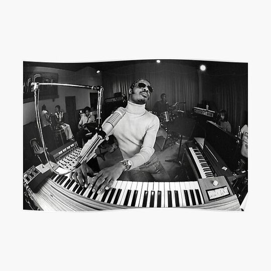 Discover Stevie Wonder black and white Poster