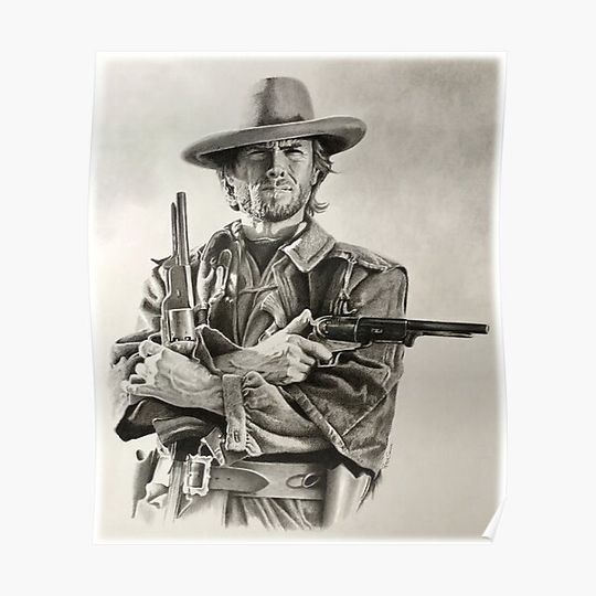 Discover Clint Eastwood sketch Premium Matte Vertical Poster