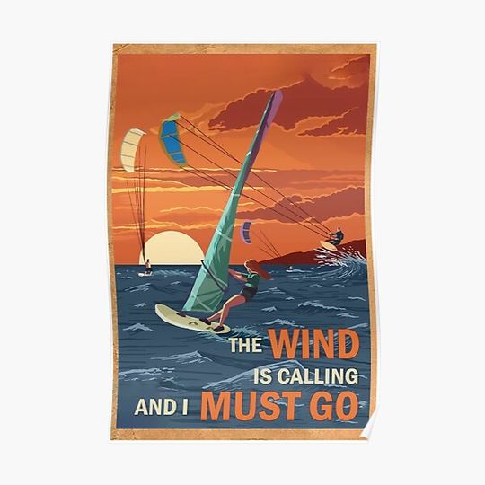 Discover Windsurfing Calling Vertical Poster Premium Matte Vertical Poster
