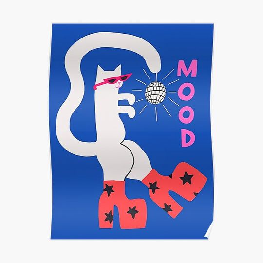 Discover Mood Cat Disco Premium Matte Vertical Poster
