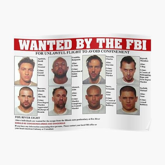 Discover Prison Break FBI Wanted Poster Premium Matte Vertical Poster