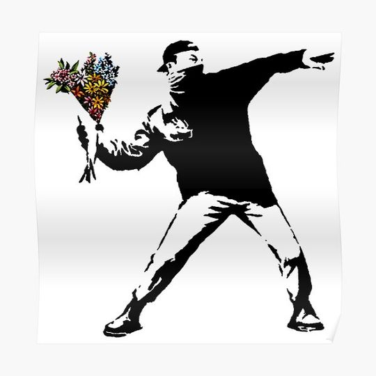 Discover Banksy - Rage, Flower Thrower Premium Matte Vertical Poster