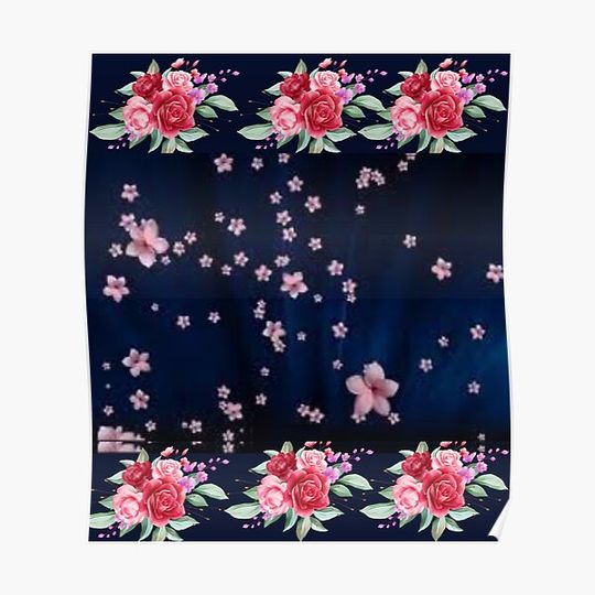 Discover Blue rug and colorful roses COMFORTER Premium Matte Vertical Poster