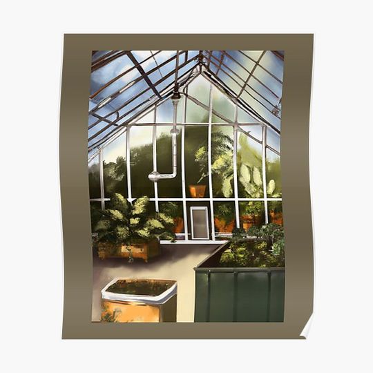 Discover Greenhouse with Plants Premium Matte Vertical Poster