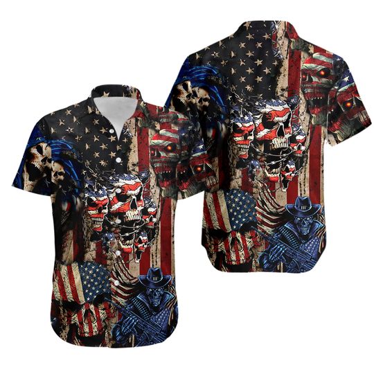 Discover America Skull Hawaiian Shirt
