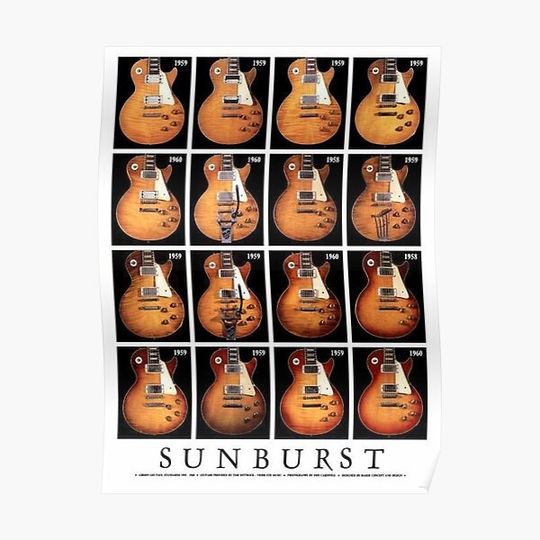 Discover sunburst les paul guitar Premium Matte Vertical Poster