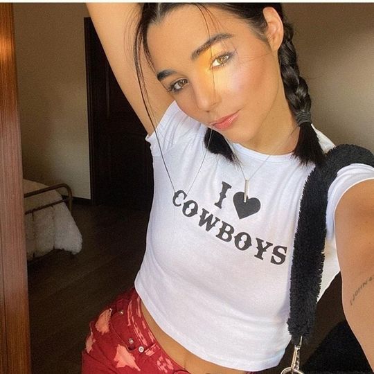 Discover I Love Cowboys Crop Tee