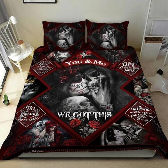 Discover Sugar Skull With Roses All Over Printed Bedding Set, Horror Bedding set