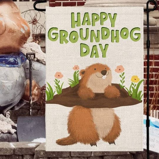 Discover Happy Groundhog Day Garden Flag