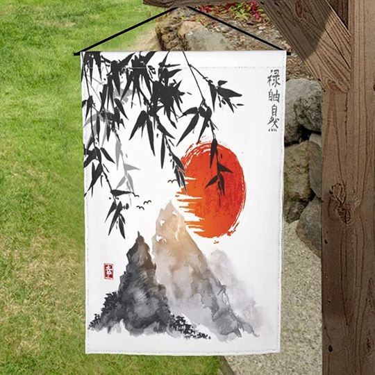 Discover Japanese Asian Ink Painting Garden Flag