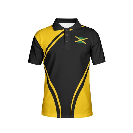 Discover jamaica Polo,  yellow and black, polo, Graphic shirt,